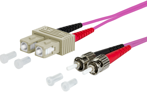 UCS Patchkabel OM4, SC/UPC-ST/UPC, duplex, 2mm, erica-violet, 20m