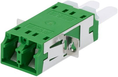 R&M Adapter LC-Duplex APC shutterd, green, ceramic SM, grade C, screwable